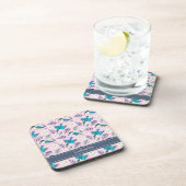 ヴィンテージカワウズフローラルパターンピンク名 コースター (右側)