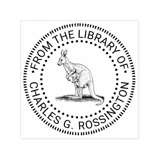ヴィンテージカンガルー&ジョーイスケッチ図書名 セルフインキングスタンプ (デザイン)