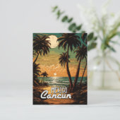 ヴィンテージカンクンメキシコポスターアートトラベル シーズンポストカード (スタンド正面)