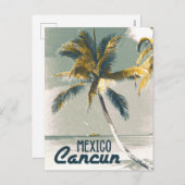 ヴィンテージカンクンメキシコポスターアートトラベル シーズンポストカード (正面/裏面)