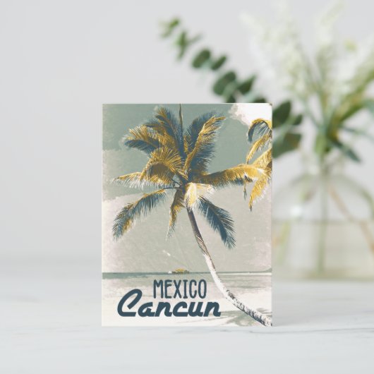 ヴィンテージカンクンメキシコポスターアートトラベル ポストカード (スタンド正面)