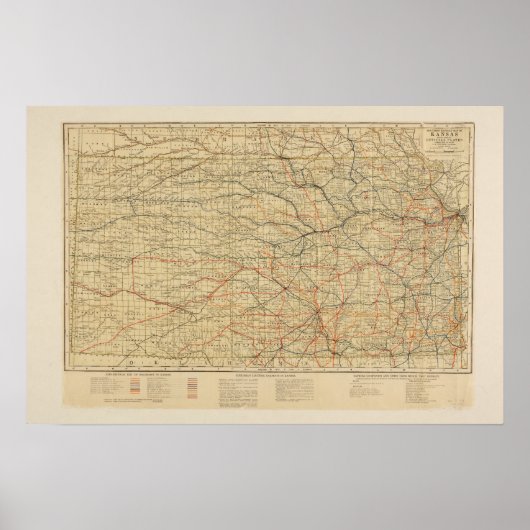 ヴィンテージカンザスの鉄道地図 ポスター (正面)