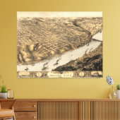 ヴィンテージカンザスシティーの絵図(1869) キャンバスプリント (インサイチュ (リビング))