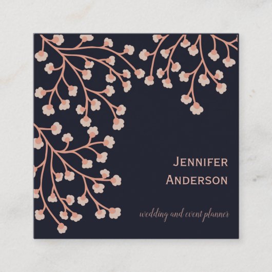 ヴィンテージカントリーさくらんぼブロッサムフローラ スクエア名刺 (正面)
