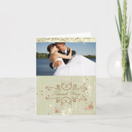 ヴィンテージカントリーなルスティッククリームの結婚式のお礼 サンキューカード