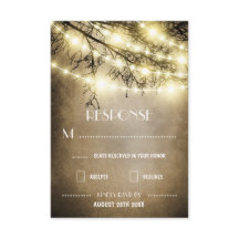 ヴィンテージカントリーの木の結婚式の出欠確認カード