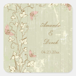ヴィンテージカントリーの素朴なクリーム結婚式用シール スクエアシール