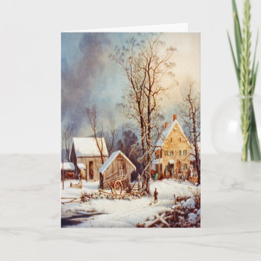 ヴィンテージカントリーウィンターホリデークリスマスカード シーズンカード (正面)