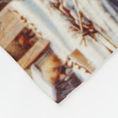 ヴィンテージカントリーウィンターホリデークリスマスシーン フリースブランケット (角)