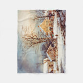 ヴィンテージカントリーウィンターホリデークリスマスシーン フリースブランケット (正面)