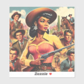 ヴィンテージカントリーウェスタン女性 シール (シート)