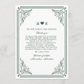 ヴィンテージカントリーウェスタン素朴エメラルド結婚ズ メニュー (裏面)