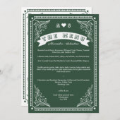 ヴィンテージカントリーウェスタン素朴エメラルド結婚ズ メニュー (正面/裏面)