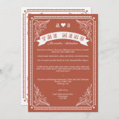 ヴィンテージカントリーウェスタン素朴テラコッタ結婚ズ メニュー (正面/裏面)