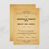 ヴィンテージカントリーウェディングの返信おしゃれな渦巻き 出欠カード (正面/裏面)