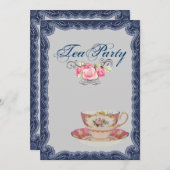 ヴィンテージカントリーウェディングシャワーティーパーティー招待状 招待状 (正面/裏面)