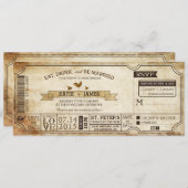 ヴィンテージカントリーウエスタンテーマド結婚チケット 招待状 (正面/裏面)