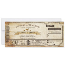 ヴィンテージカントリーウエスタンテーマド結婚チケット