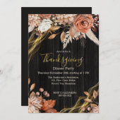 ヴィンテージカントリーウッドフローラ感謝祭ディナー 招待状 (正面/裏面)