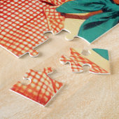 ヴィンテージカントリーカップルイラストレーション ジグソーパズル (側面)