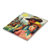 ヴィンテージカントリーカップルイラストレーション タイル (側面)