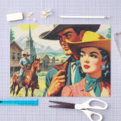 ヴィンテージカントリーカップルイラストレーション 薄葉紙 (クラフト)