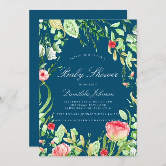 ヴィンテージカントリーガーデンベビーシャワー 招待状 (正面/裏面)