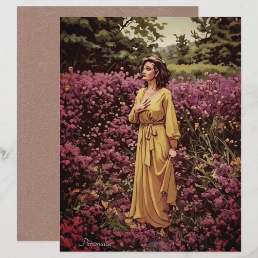 ヴィンテージカントリーガーデンレディフローラスクラップブック紙 (正面/裏面)