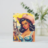 ヴィンテージカントリーガールイラストレーション ポストカード (スタンド正面)