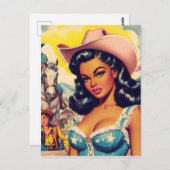 ヴィンテージカントリーガールイラストレーション ポストカード (正面/裏面)