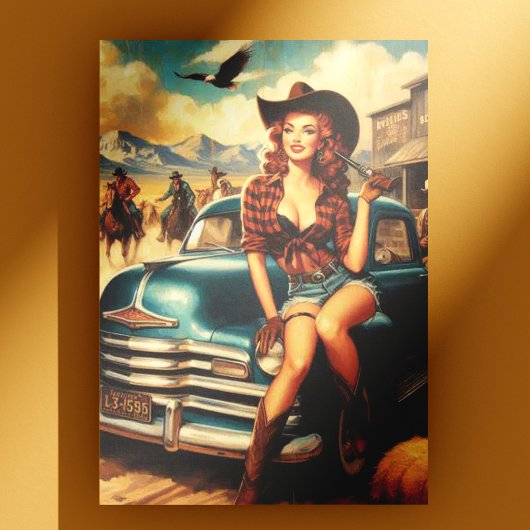 ヴィンテージカントリーガールイラストレーション ポストカード