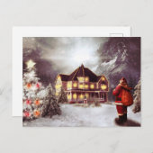 ヴィンテージカントリークリスマスキャビン休日はがき ポストカード (正面/裏面)