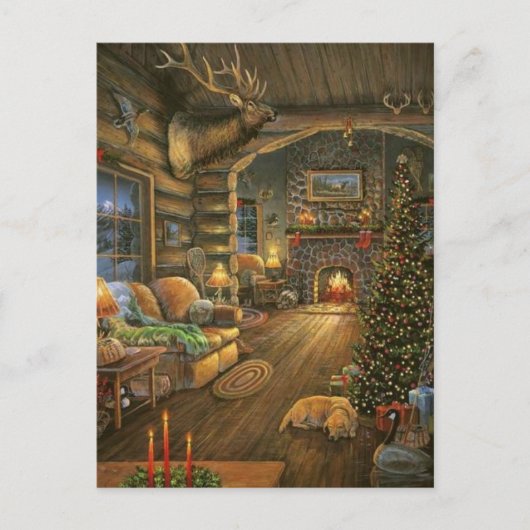 ヴィンテージカントリークリスマスキャビン シーズンポストカード (正面)