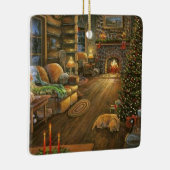 ヴィンテージカントリークリスマスキャビン セラミックオーナメント (右)