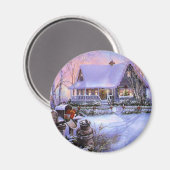 ヴィンテージカントリークリスマスキャビン マグネット (正面/裏面)