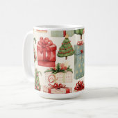 ヴィンテージカントリークリスマスツリーとギフトホリデー コーヒーマグカップ (正面左)