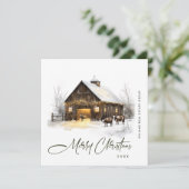 ヴィンテージカントリークリスマスバーンパインツリー企業の シーズンカード (スタンド正面)