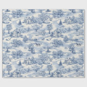 ヴィンテージカントリークリスマスブルー ラッピングペーパー (フラット)
