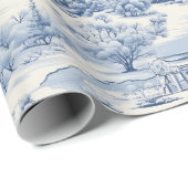 ヴィンテージカントリークリスマスブルー ラッピングペーパー (ロールコーナー)