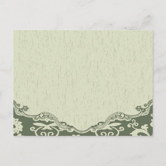 ヴィンテージカントリーグリーンピーコック セーブザデート 案内ポストカード (裏面)