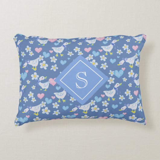 ヴィンテージカントリーゲーズパターンモノグラム アクセントクッション (正面)