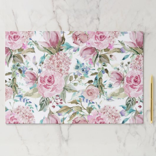 ヴィンテージカントリーシックなピンクティール(緑がかった色)ラベンダーフローラ ペーパーパッド (インサイチュ)