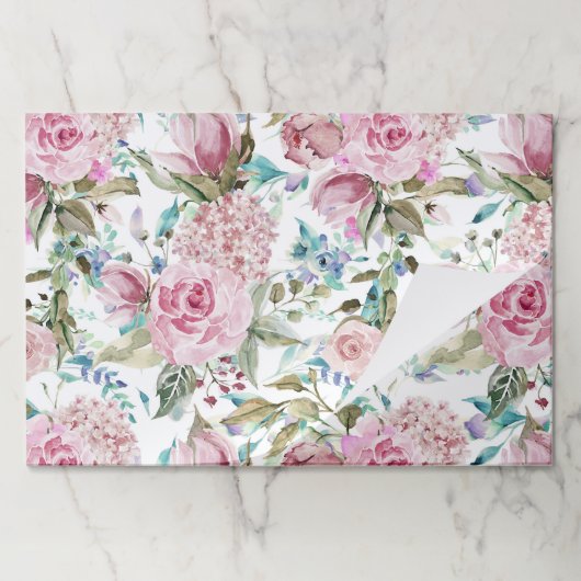 ヴィンテージカントリーシックなピンクティール（緑がかった色）ラベンダーフローラ ペーパーパッド (折り畳み)