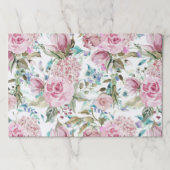 ヴィンテージカントリーシックなピンクティール（緑がかった色）ラベンダーフローラ ペーパーパッド (正面)