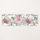 ヴィンテージカントリーシックなピンクティール（緑がかった色）ラベンダーフローラ ヨガマット (正面(横))