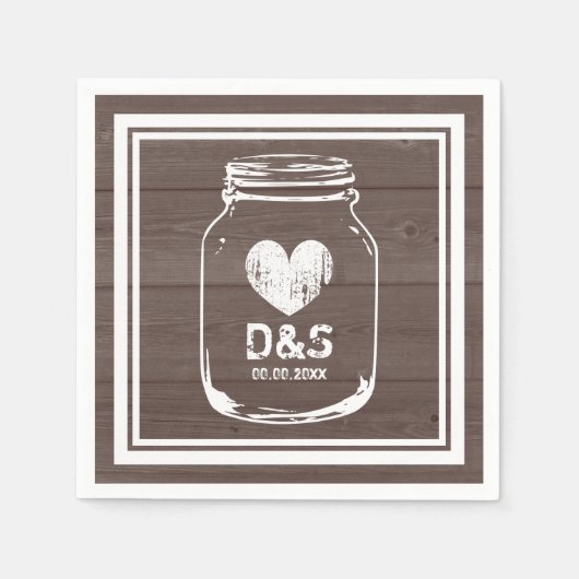 ヴィンテージカントリーシックなメイソン結婚ジャーのナプキン スタンダードカクテルナプキン (正面)