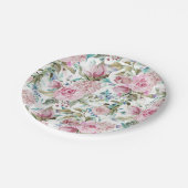 ヴィンテージカントリーシックピンクティール（緑がかった色）ラベンダーフローラ ペーパープレート (アングル)