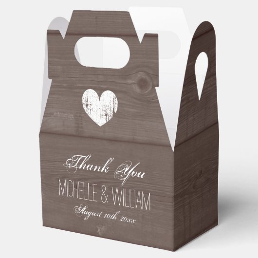 ヴィンテージカントリーシック木目結婚式の引き出物箱 フェイバーボックス (オープン)