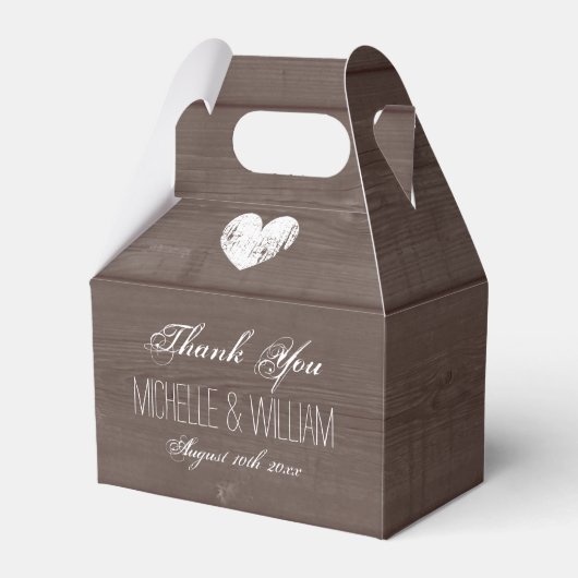 ヴィンテージカントリーシック木目結婚式の引き出物箱 フェイバーボックス (正面サイド)