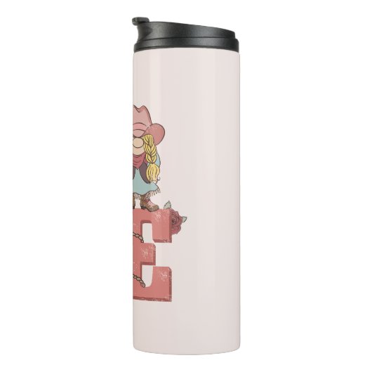 ヴィンテージカントリースタイル「愛」とブロンド女性のカーボーイ タンブラー (回転右)